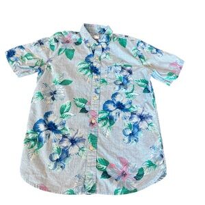 Gap‎ Kids Poplin Printed Shirt Floral Blue and Green SZ 12